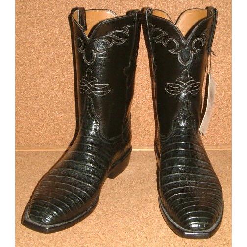本物 【Lucchese Classics ルケーシー】 最高級 カイマン ワニ皮革 ウェスタンブーツ ローパーブーツ (8.5D/26.5cm) 黒 トニーラマ クロコダイル FUNNY ファニーの画像