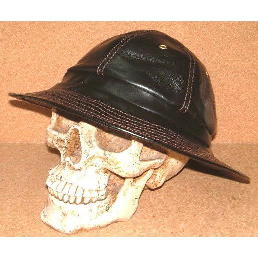 牛革レザースタッズ装飾バケットハット