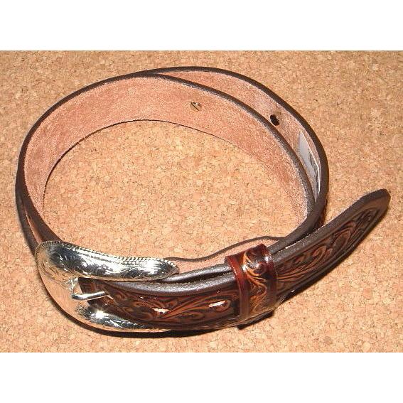 【美品】トニーラマ　ウエスタンベルト　コンチョ　レザー　唐草模様　編み込み　茶色 美品】トニーラマ ウエスタンベルト コンチョ レザー 唐草模様