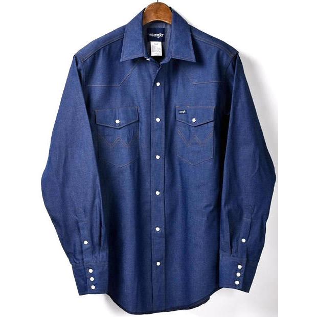 WRANGLER / 長袖シャツ/コットン/インディゴ// アメリカ直輸入 【U.S.A. WRANGLER ラングラー】 大定番 100％コットン