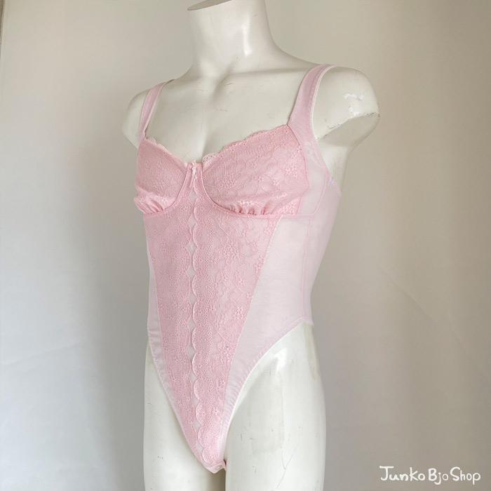 ❤︎高級フランス シモーヌぺレール❤︎愛らしいマゼンタピンクのレースボディスーツ Amoureux de la lune / Simone Perele