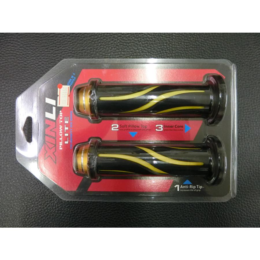 未使用 XINLI ハンドルグリップ ストリーム イエロー 貫通 全長135mm