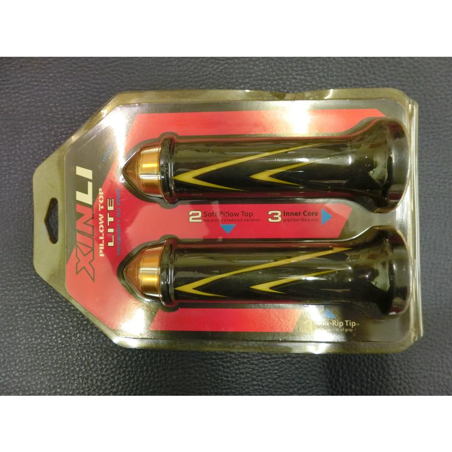 未使用 XINLI ハンドルグリップ アロー イエロー 貫通 全長144mm