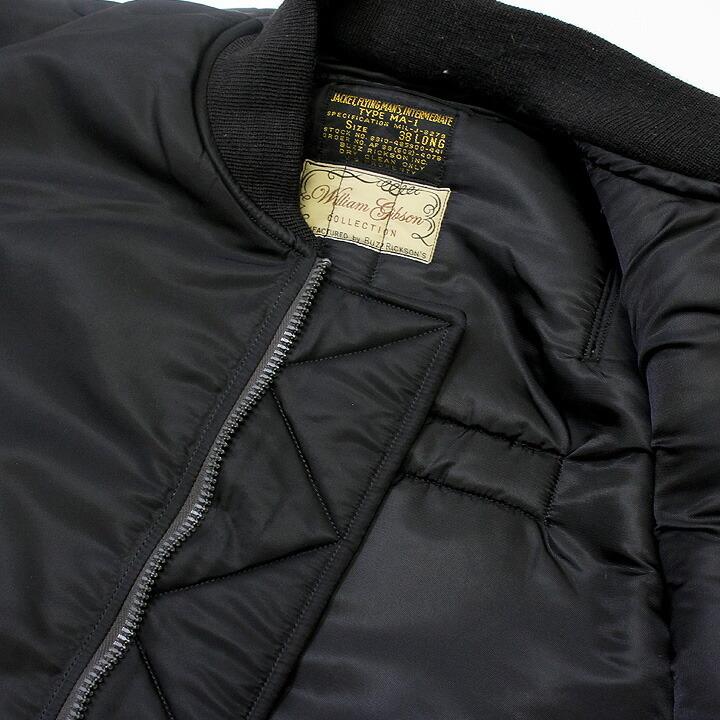 No.BR14764 BUZZ RICKSONS バズリクソンズWILLIAM GIBSON COLLECTIONtype BLACK MA-1 1st[LONG] REFLECTOR