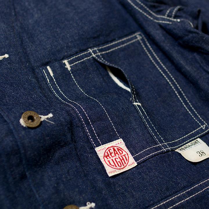 No.HD15236JSP HEAD LIGHT × JUNKY SPECIAL 10oz. BLUE DENIM VEST(FULL SLEEVES) 月桂樹ドーナツボタンモデル｜junkyspecial｜06