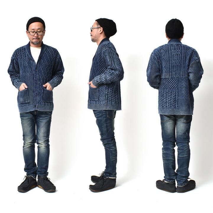 インディゴニットカーディガン メンズ アメカジ ブランド 春 秋冬 大きいサイズ | HOUSTON | 10