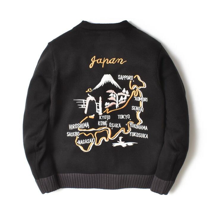 カーディガン メンズ 刺繍 和柄 日本地図 厚手 アメカジ 春 かっこいい おしゃれ | HOUSTON | 18