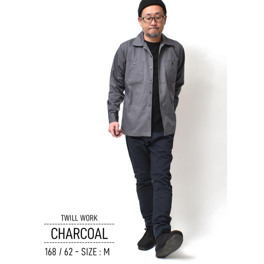 ワークシャツ 長袖 メンズ 大きいサイズ 無地 オープンカラー 開襟