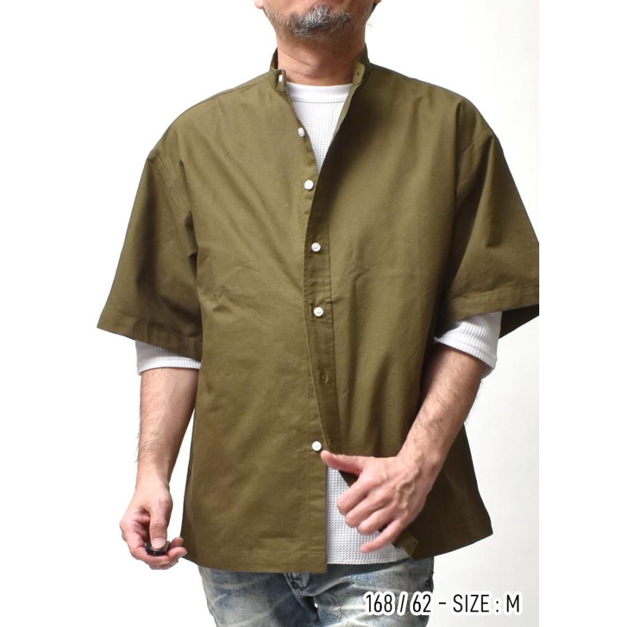 半袖シャツ メンズ 大きいサイズ バンドカラー オックスフォード 綿100
