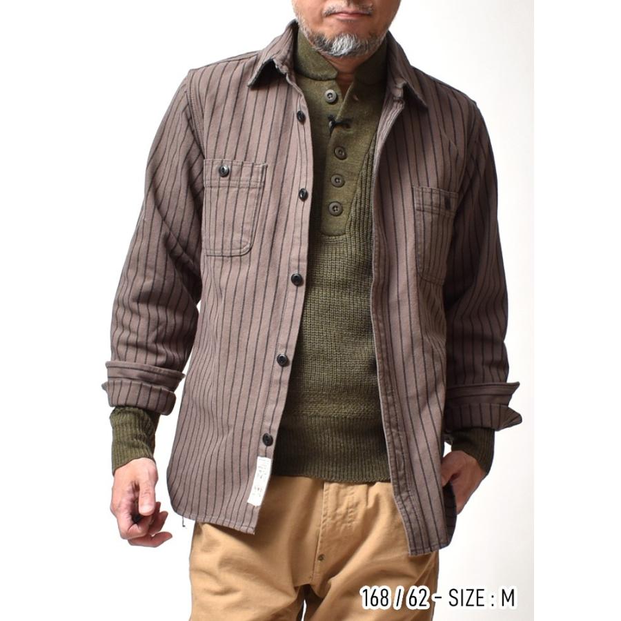 HOUSTON（ヒューストン） ストライプシャツ 長袖シャツ メンズ 厚手