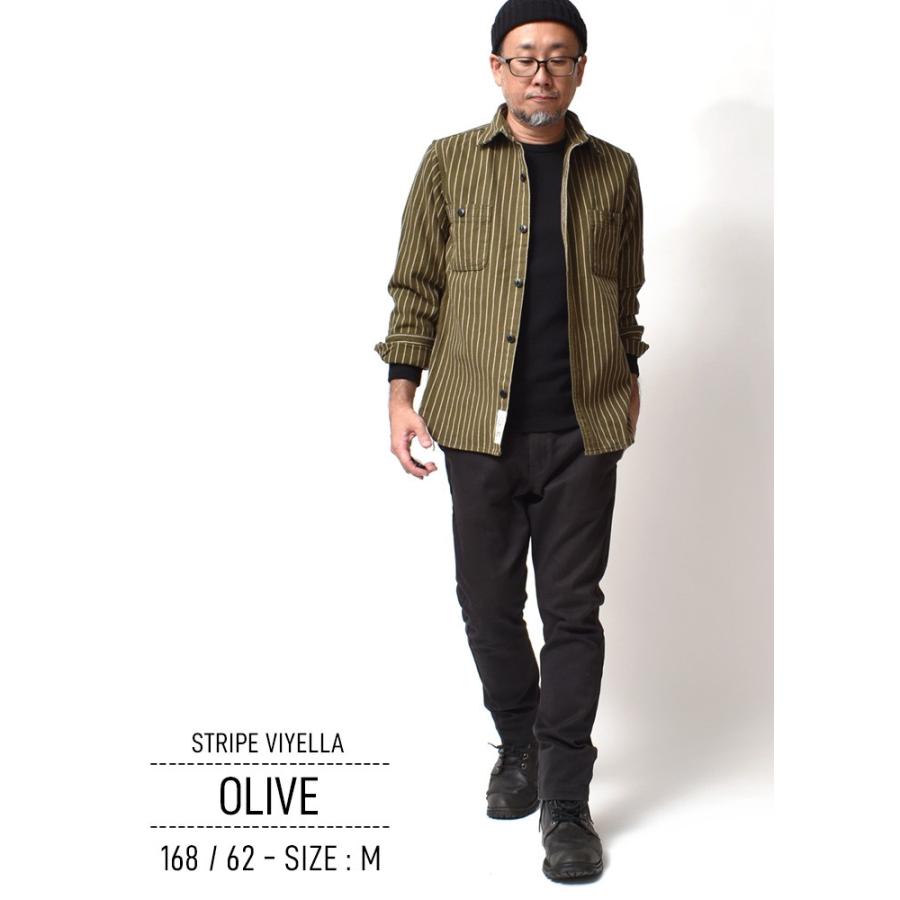 HOUSTON（ヒューストン） ストライプシャツ 長袖シャツ メンズ 厚手