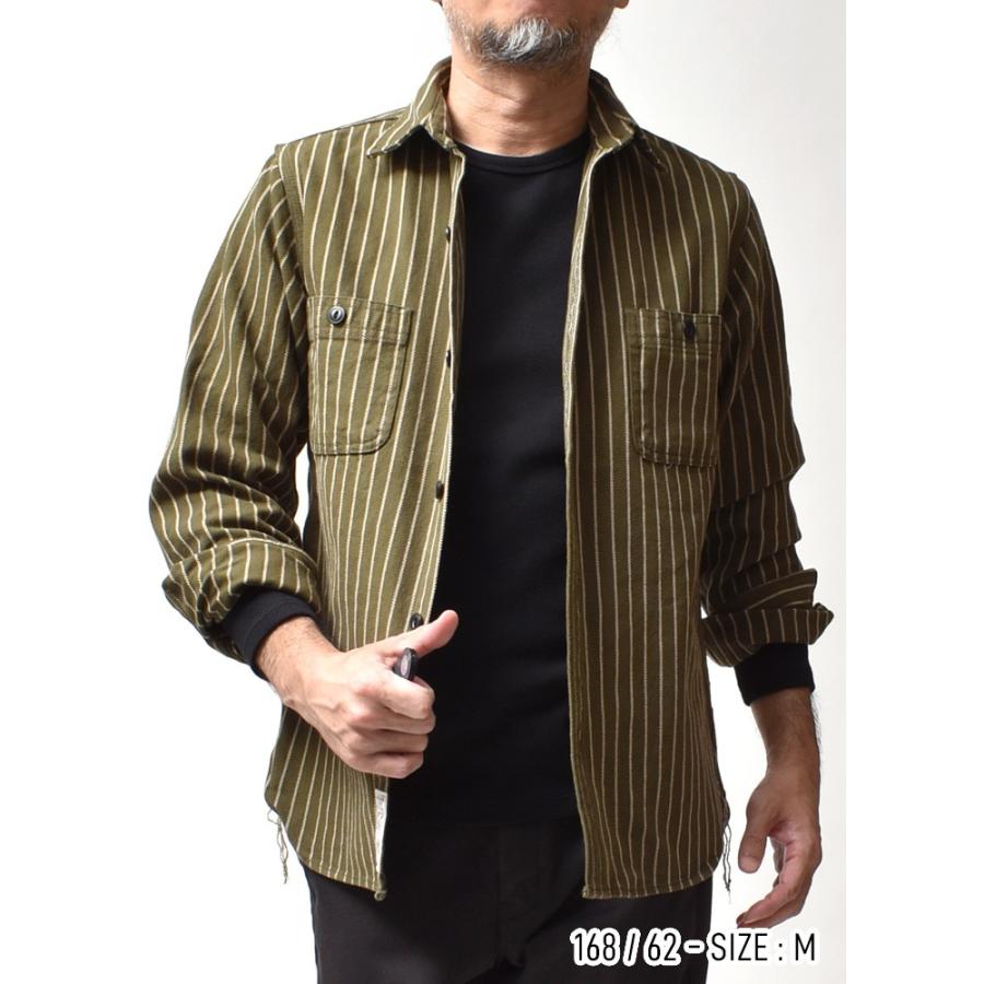 HOUSTON（ヒューストン） ストライプシャツ 長袖シャツ メンズ 厚手