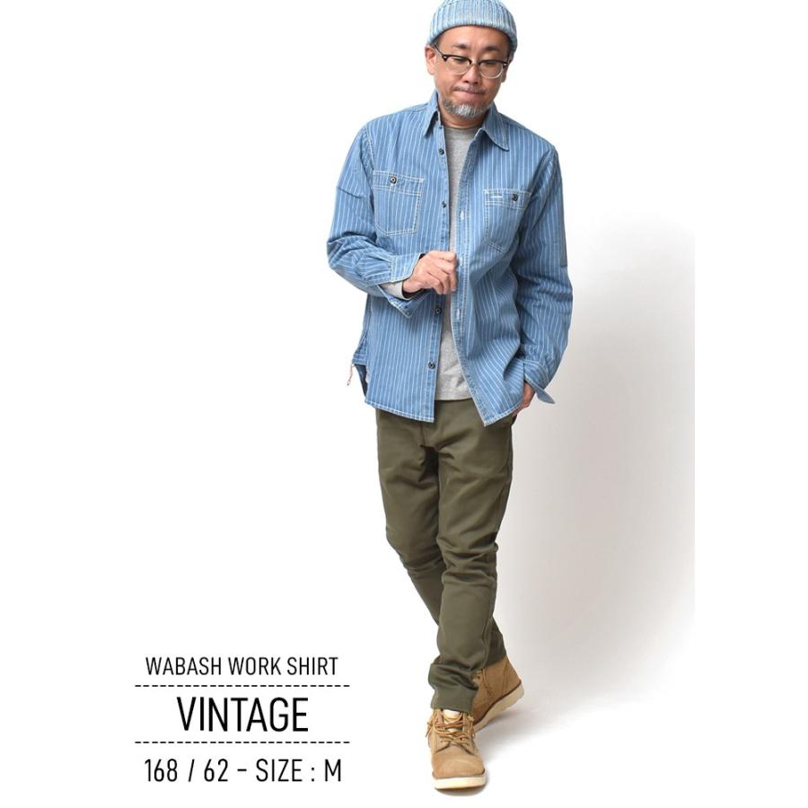 ウォバッシュ ワークシャツ 長袖 メンズ ドット柄 大きいサイズ