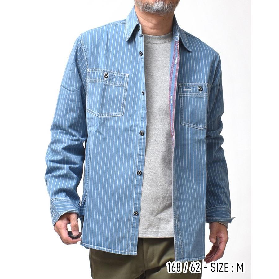 ウォバッシュ ワークシャツ 長袖 メンズ ドット柄 大きいサイズ