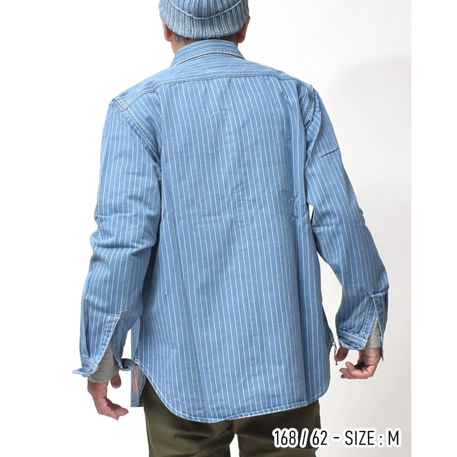 ウォバッシュ ワークシャツ 長袖 メンズ ドット柄 大きいサイズ