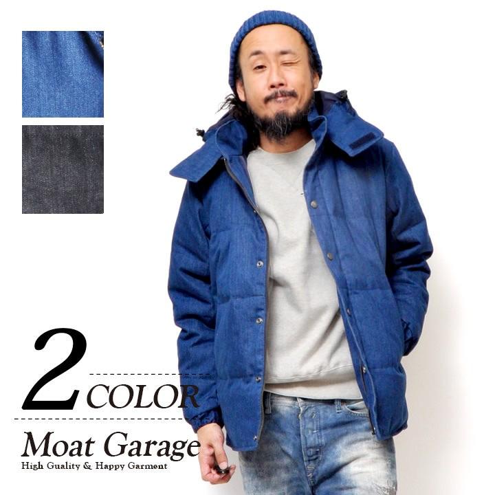 デニムダウンジャケット メンズ インディゴ デニム ブラック M Xl Houston Jkt Moat Garage モートガレージ 通販 Yahoo ショッピング