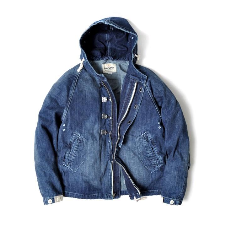 HOUSTON（ヒューストン） デニムジャケット フード メンズ 春秋用 綿