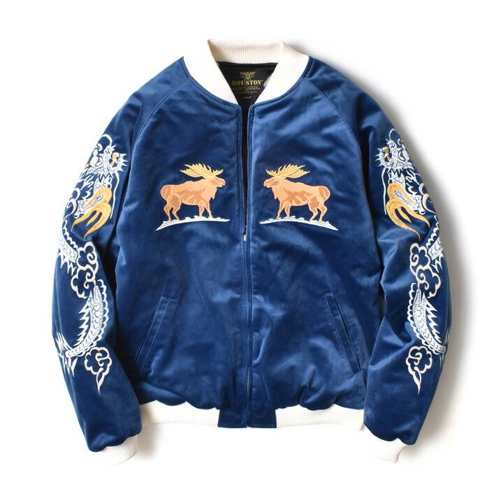 HOUSTON（ヒューストン） スカジャン メンズ 別珍 トナカイ 龍