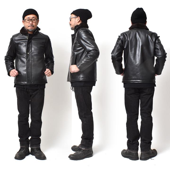 HOUSTON レザー N-1 デッキジャケット メンズ アウター 大きい