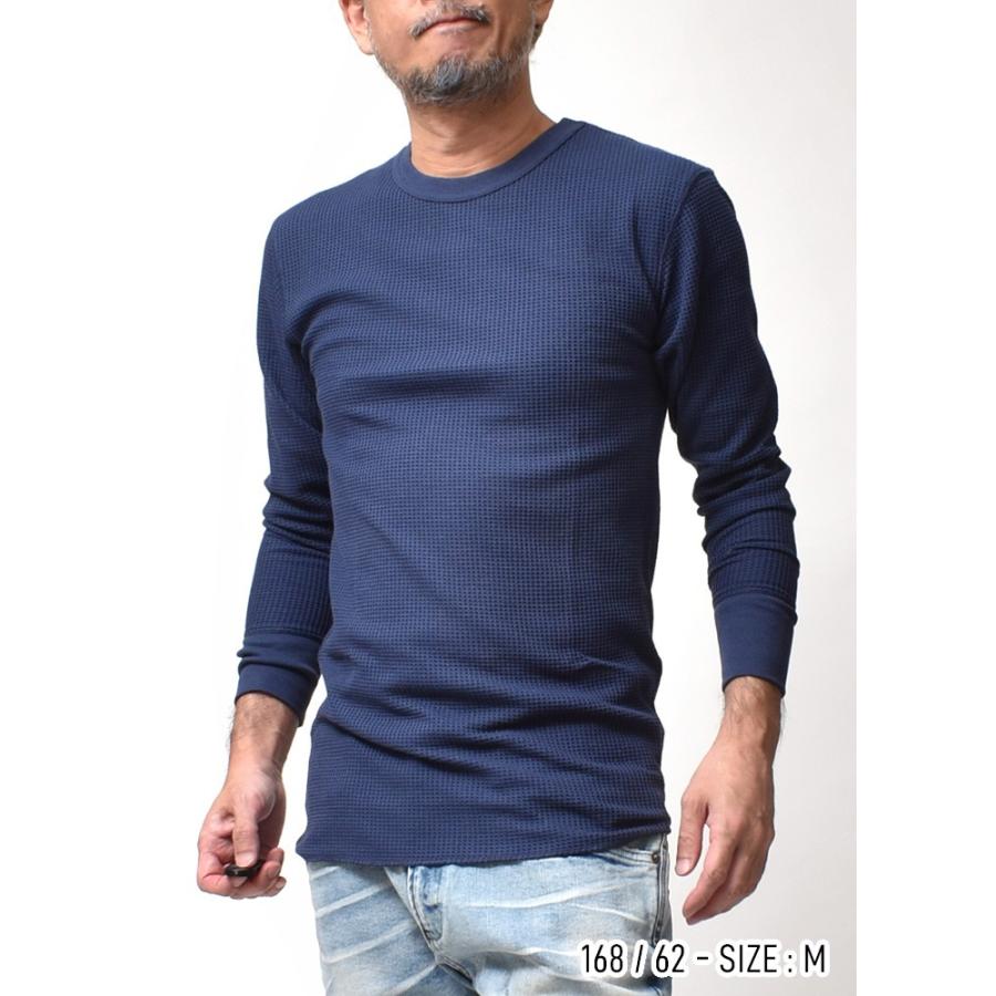 JEMORGAN（ジェーイーモーガン） 薄手 サーマル メンズ 長袖 無地 タイト インナー カットソー トップス ワッフル アメカジ 30代 ...