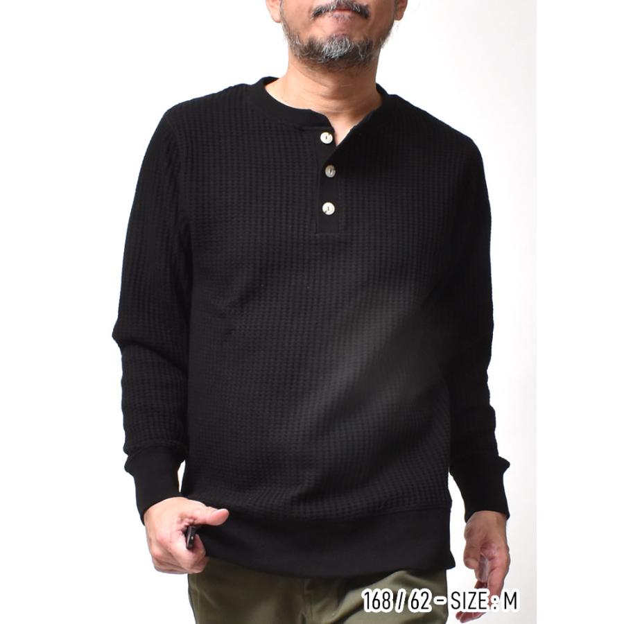 サーマル ヘンリーネック メンズ 長袖 ワッフル 厚手 アメカジ 春 秋冬