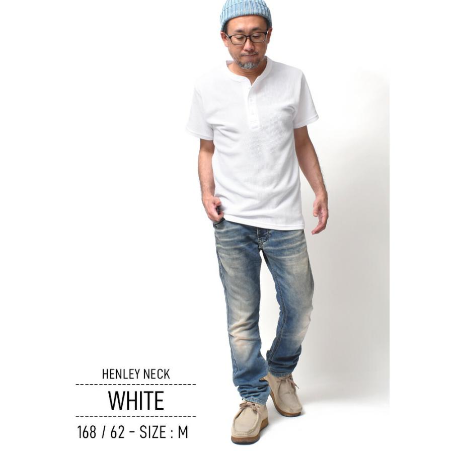 ヘンリーネック Tシャツ メンズ 無地 サーマル ワッフル 夏 アメカジ