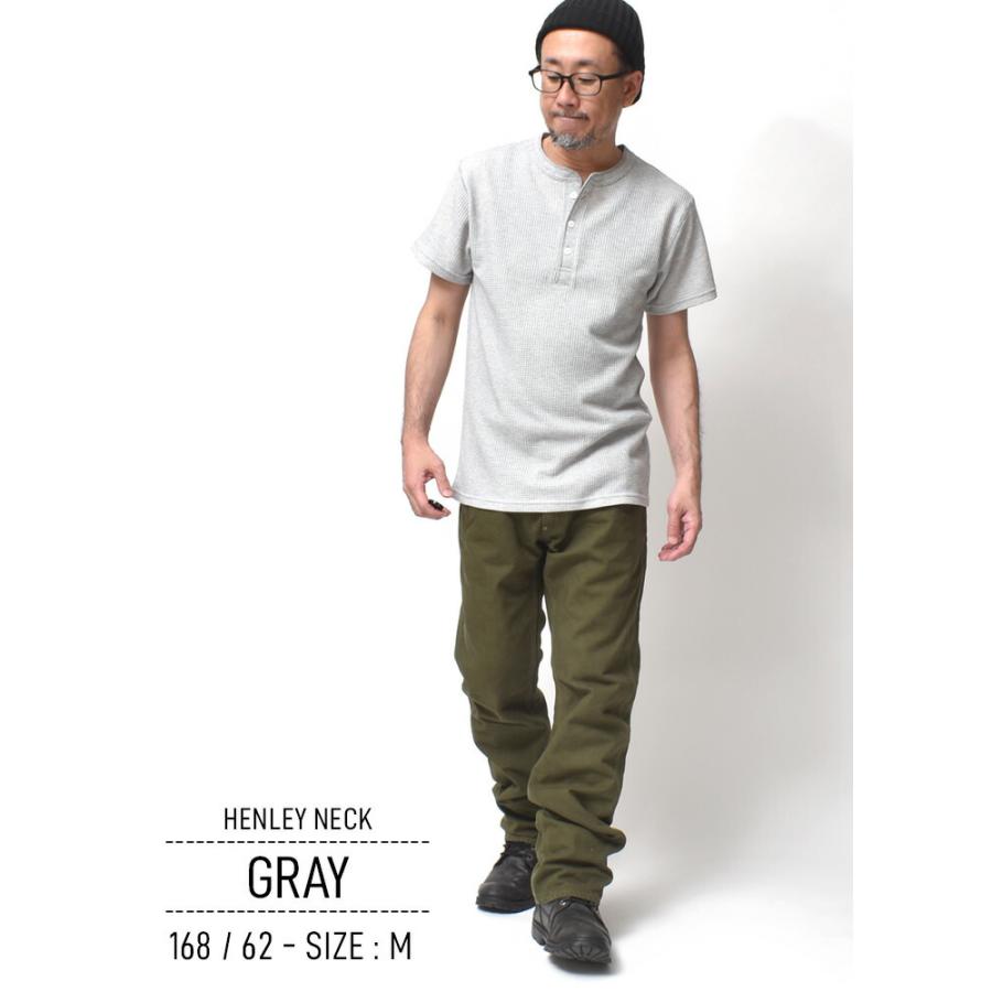 ヘンリーネック Tシャツ メンズ 無地 サーマル ワッフル 夏 アメカジ