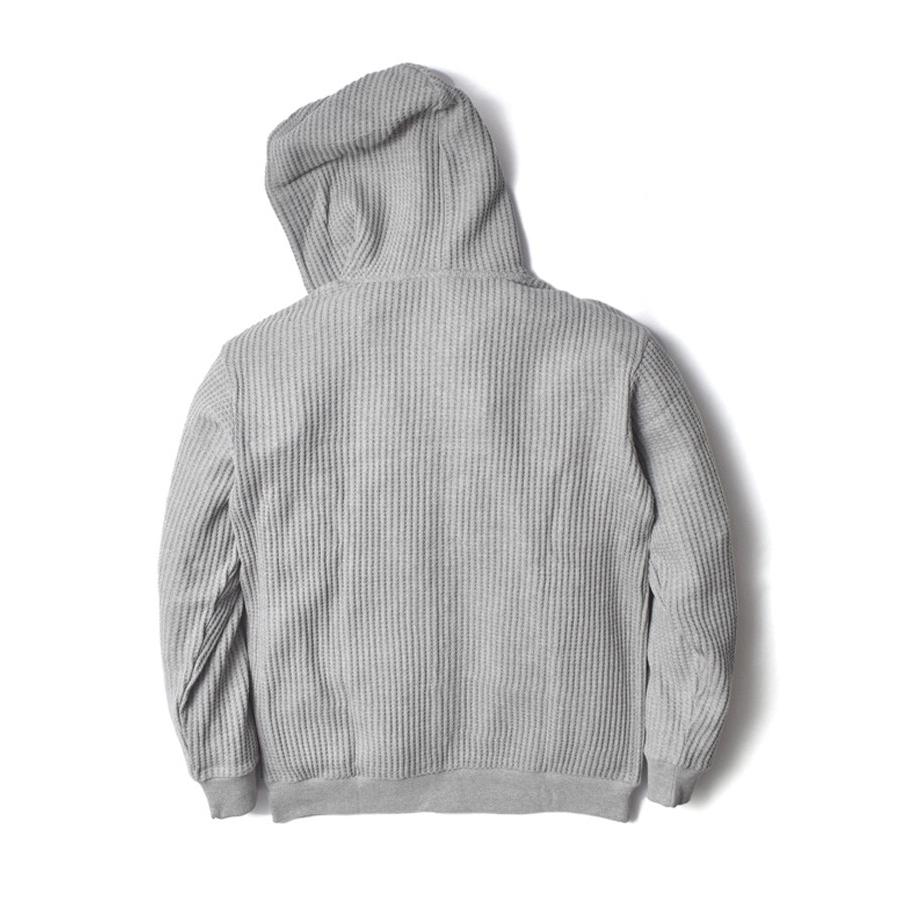 ダブルジップパーカー 厚手 ワッフル メンズ ブランド サーマル 大きい