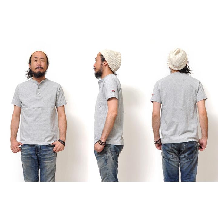 ヘンリーネック 半袖 Tシャツ メンズ アメカジ 無地 コンチョ 春 夏