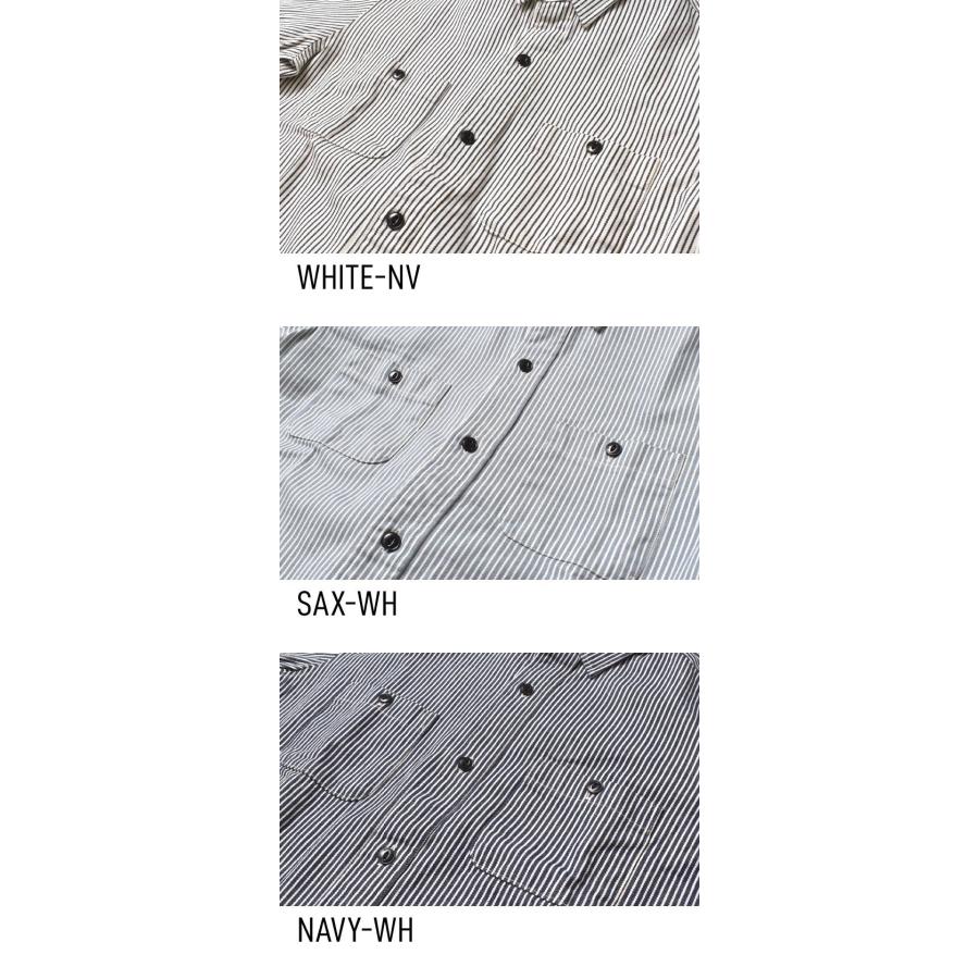 グランモッコ　ストライプ ヒッコリー ストライプ シャツ メンズ 長袖 厚手 国産 春 秋 大きい