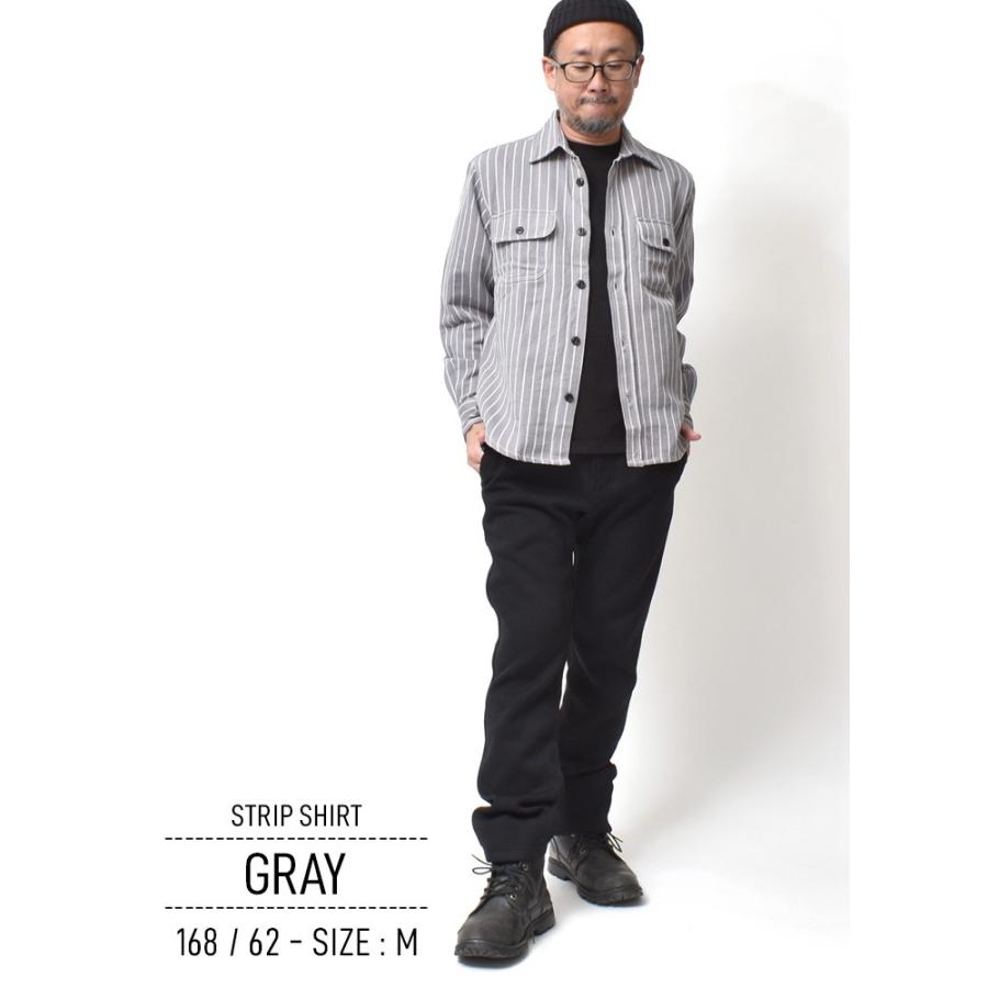 ストライプ シャツ メンズ 長袖 厚手 大きいサイズ ワークシャツ 秋冬