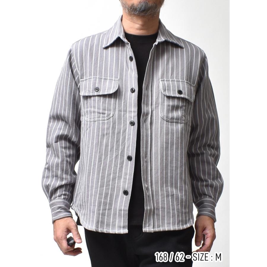 ストライプ シャツ メンズ 長袖 厚手 大きいサイズ ワークシャツ 秋冬