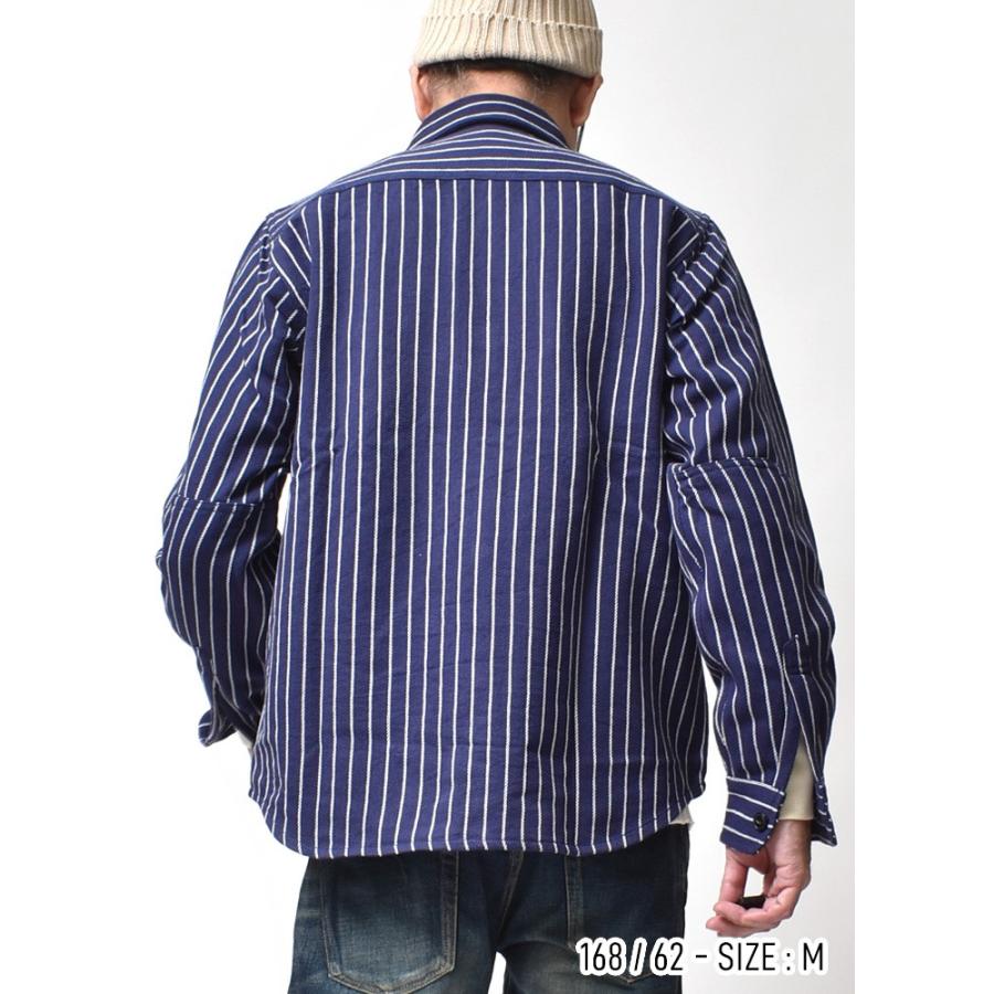 ストライプ シャツ メンズ 長袖 厚手 大きいサイズ ワークシャツ 秋冬