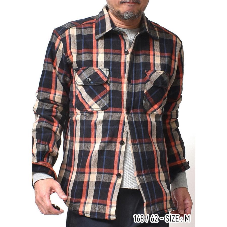 裏起毛 厚手 ネルシャツ メンズ 長袖 チェックシャツ 着丈 短い 身幅