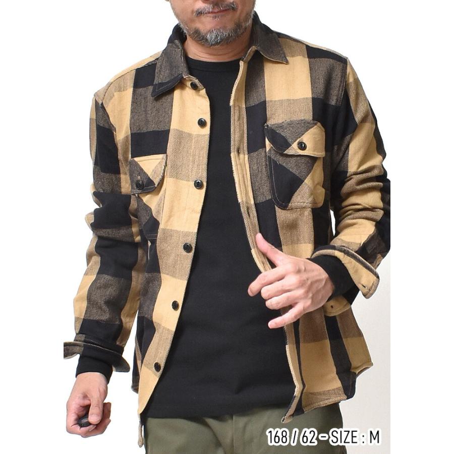 裏起毛 厚手 ネルシャツ メンズ 長袖 チェックシャツ 着丈 短い 身幅