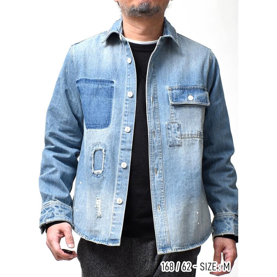 デニムシャツ メンズ 厚手 アメカジ 長袖 大きいサイズ カジュアル