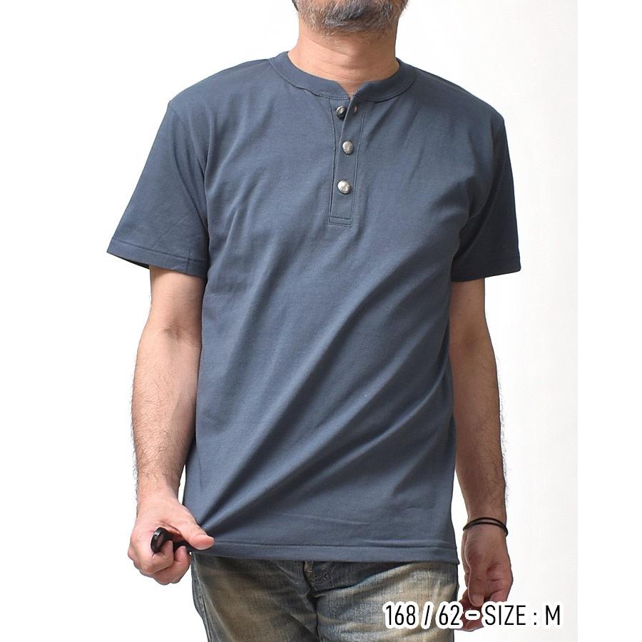 ヘンリーネック 半袖 Tシャツ メンズ 厚手 無地 カットソー トップス