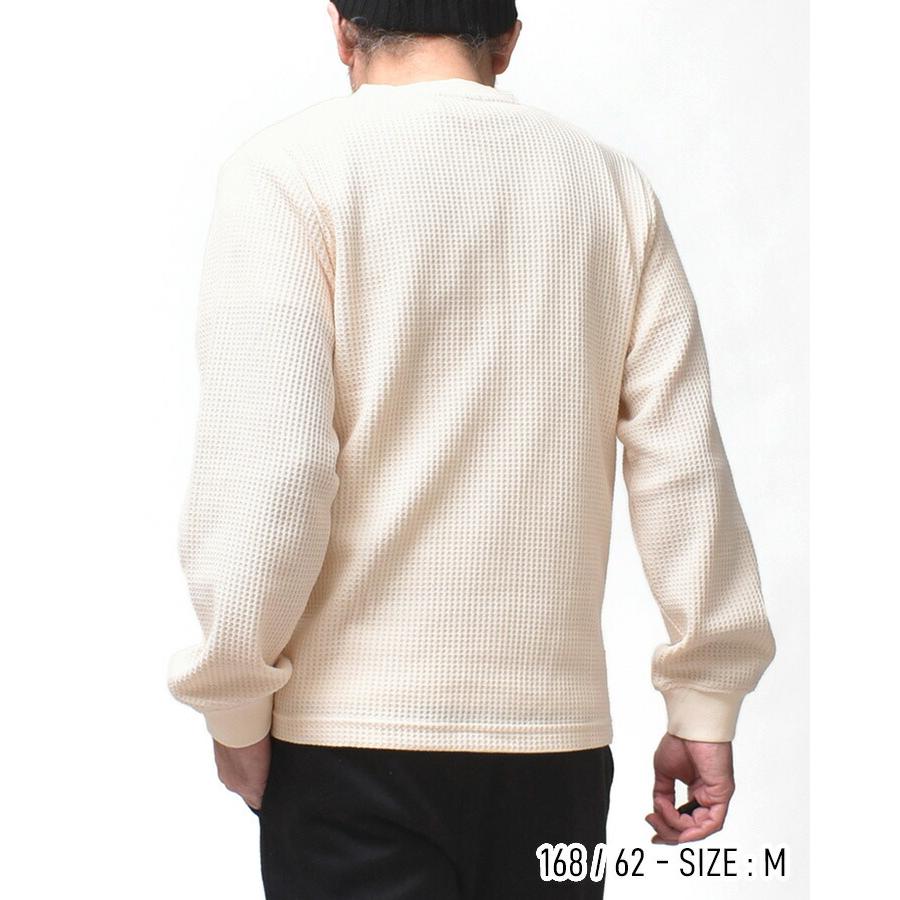 サーマル ワッフル ヘンリーネック 長袖 メンズ アメカジ 厚手 ロンT
