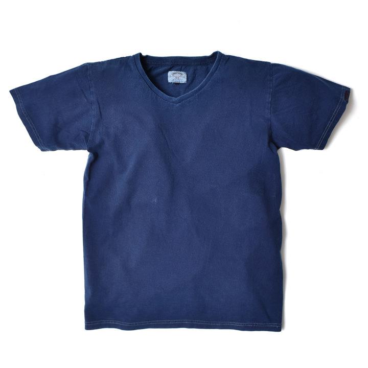 Vネック Tシャツ メンズ 半袖 国産 藍染 インディゴ アメカジ 大きい