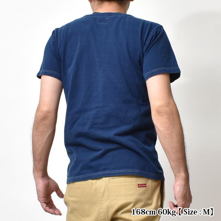 Vネック Tシャツ メンズ 半袖 国産 藍染 インディゴ アメカジ 大きい
