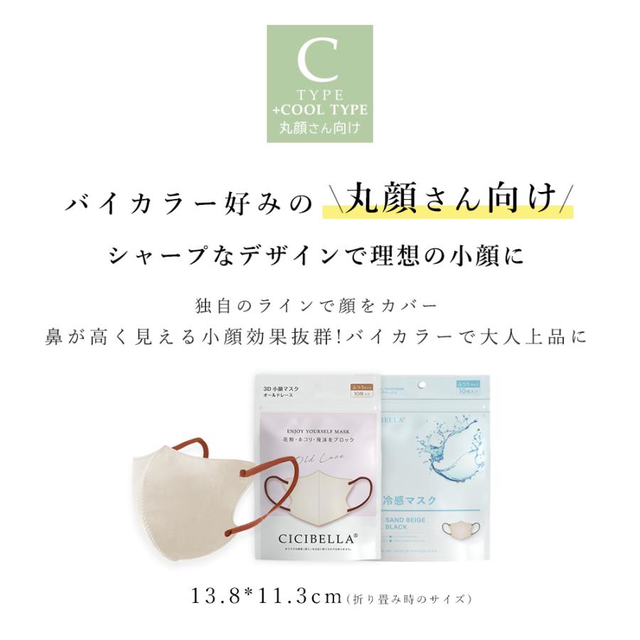 500円クーポン配布中】冷感 cicibella 3Dマスク 20枚 不織布 立体