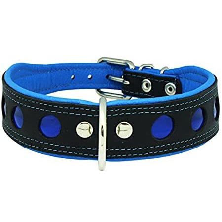Dogs My Love Real Leather Soft Leather Padded Dog Collar Reflective (15"-17 首輪