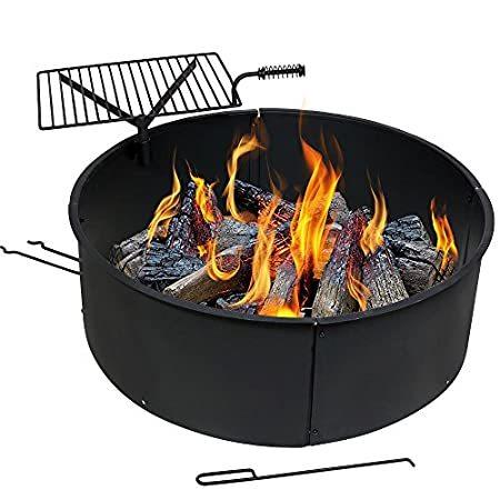 【お得】 Campfire - Pit Fire Burning Wood Sunnydaze Ring Fire and Grate Cooking with 焚き火台