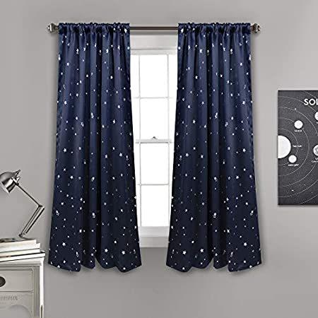 値段が激安 Panels Curtain Window Blackout Star Navy Set 52X63 ドレープカーテン