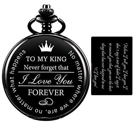 代引送料無料 男性用 懐中時計 夫やボーイフレンドへのパーソナライズギフト 大切な人への誕生日プレゼントに 刻印 ブラック ブラック Vy Sibosun キング 割引一掃 Jeromejack Fr