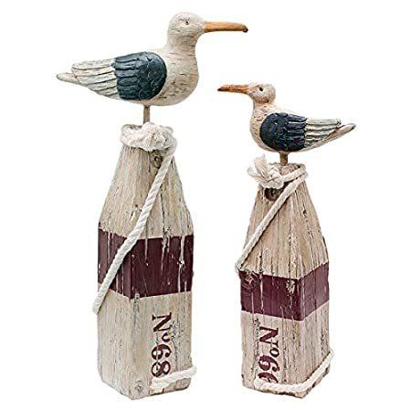 Why Decor カモメの像 Decor オーナメント オブジェ 手彫り 庭 ガーデニング ドックサイドポリレジン カモメ トロピカル ビーチ 航海 装飾 装飾 屋内 クリスマ 庭 B07yz336g1 海岸装飾 Juno Product 屋外 置物