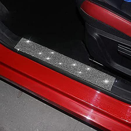 Ladycrystal Web限定 車用敷居プレートドアエントリーガード保護ステッカー Sill Guard Stickers Protective White