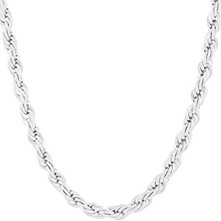 LIFETIME JEWELRY 6mm Rope Chain Necklace (White Gold, 24)