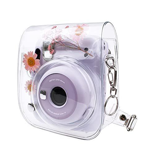 Hiyqin チェキケース Fujifilm Instax Mini11 9 8 8 40ケース 可愛いカメラバッグ ショルダーストラップ付き Pvc満点星 ピンク 安いそれに目立つ