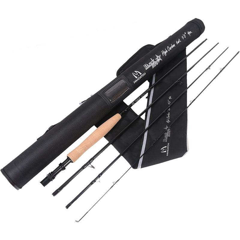 M MAXIMUMCATCH Maxcatch Black Star フライフィッシングロッド：IM10炭素繊維、4ピース フライロッド ( MAXIMUMCATCH Maxcatch Black Star フライフィッシングロッド：IM10炭素繊維 4ピース フライロッド